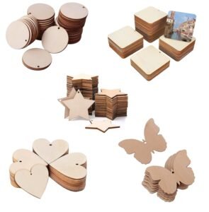 Wood MDF Cutouts Unfinished Tags for Key Chain, Slices for Art & Crafts, Xmas Hanging Decorations, Painting Wood Craft, MDF Plains, Resin Art Work